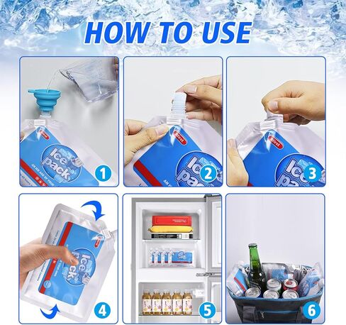 6 عبوات ثلج قابلة لإعادة الاستخدام لحقائب الغداء، عبوات ثلج لصندوق الغداء من أجل تبريد، عبوات ثلج تبريد طويلة الأمد وقابلة لإعادة الاستخدام، كتلة ثلج للسفر والتخييم والأنشطة الخارجية in Kuwait