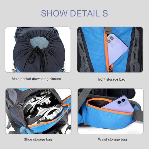70L Large Capacity Waterproof Ultralight Hiking Backpack with Rain Cover Outdoor Travel Daypack for Climbing Camping in Saudi Arabia