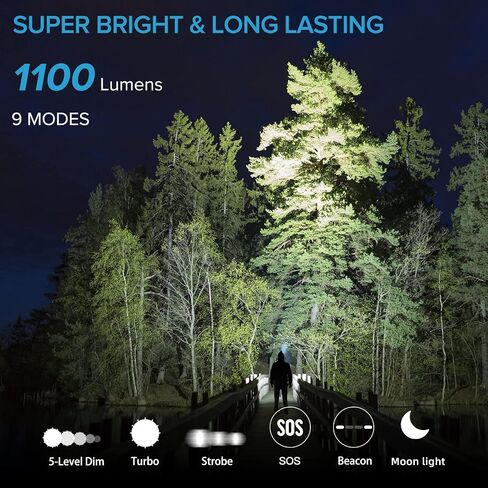 Headlamp Rechargeable,1100 Lumens Bright LED Headlamp,9 Modes Head Lamp Bright Headlamps for Adult Outdoor Running Hiking(Black) in Saudi Arabia