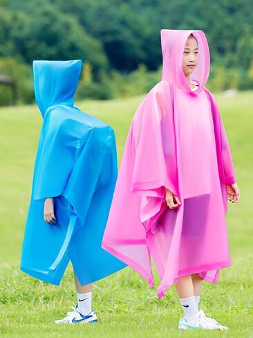 Kids Rain Poncho, Lightweight Rain Jacket Waterproof Raincoat Children Hooded Raincape for Boys Girls in Saudi Arabia