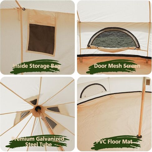 Bell Tent,4 Seasons Breathable 100% Cotton Canvas Yurt Tent - w/Stove Jack,Luxury Camping Tent Outdoor,Zipped Removable Floor in Saudi Arabia