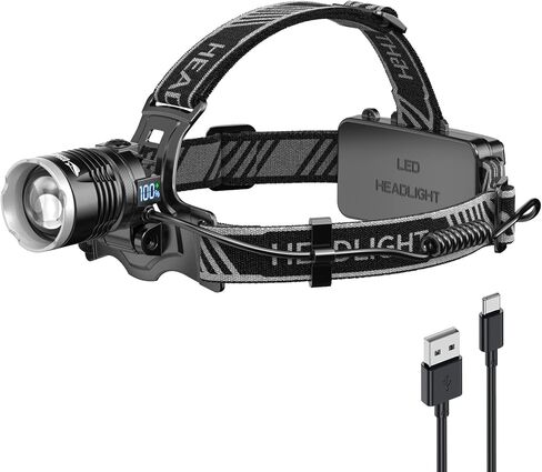 مصباح رأس القرش المبتسم، مصباح أمامي LED قابل لإعادة الشحن عبر USB 2 حزمة 4400 مللي أمبير في الساعة ضوء أبيض فائق السطوع قابل للتكبير ومقاوم للماء وعرض بطارية LED للبالغين والأطفال قبعة صلبة البناء والتخييم والتسلق in Kuwait