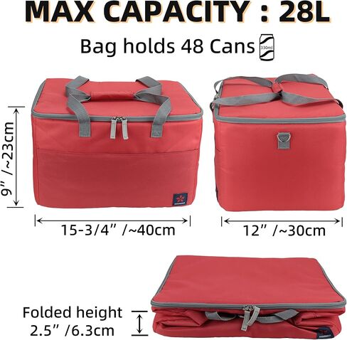 ZZEWINTRAVELER Insulated Cooler Bag 28L Collapsible Leakproof Reusable Grocery Bag Portable Cooler Bags for Travel, Picnic, Beach, Camping & Road Trips in Saudi Arabia