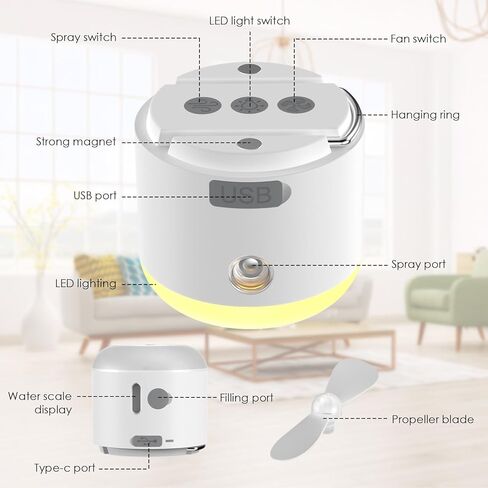 Camping Lantern 4 in 1 Camping Lights with Fan & Intelligent Humidifier Rechargeable Camping Lights & Lanterns for Outdoor Camping in Kuwait
