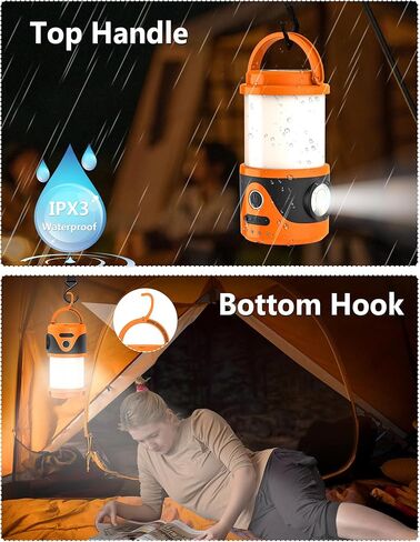 10000 mAh Rechargeable Camping Light with 9 Kinds of Lights, Camping Lantern for Tent, Power Bank, Flashlight, Portable Camping Lamp for Hurricane Emergency, Hiking, USB Cable Included in Kuwait