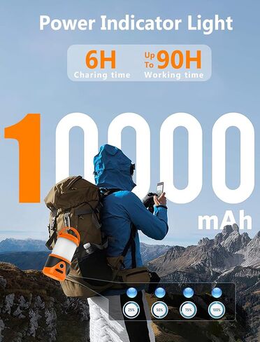 10000 mAh Rechargeable Camping Light with 9 Kinds of Lights, Camping Lantern for Tent, Power Bank, Flashlight, Portable Camping Lamp for Hurricane Emergency, Hiking, USB Cable Included in Kuwait