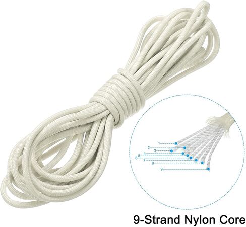 PATIKIL 10 Feet Glow in The Dark Paracord, 4mm Camping Paracord Rope 9-Strand Type 550lb Nano Cord Paracord for Camping Tent Tarp Hiking, Light Blue in Saudi Arabia