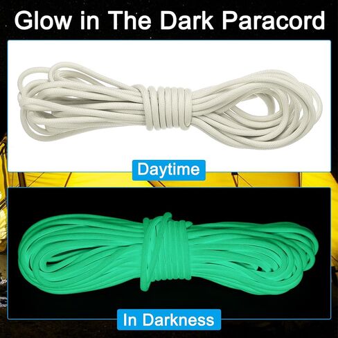 PATIKIL 10 Feet Glow in The Dark Paracord, 4mm Camping Paracord Rope 9-Strand Type 550lb Nano Cord Paracord for Camping Tent Tarp Hiking, Light Blue in Saudi Arabia