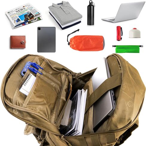 حقيبة ظهر تكتيكية سعة 50 لتر، حقيبة ظهر كبيرة للبقاء على قيد الحياة، مقاومة للماء لمدة 3 أيام، حقيبة ظهر شديدة التحمل للاستخدام في الهواء الطلق للرياضة، والسفر، والمشي لمسافات طويلة، والمغامرة، وعبور الغابة، والتخييم، والرحلات in Kuwait