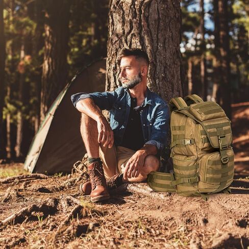 حقيبة ظهر تكتيكية سعة 50 لتر، حقيبة ظهر كبيرة للبقاء على قيد الحياة، مقاومة للماء لمدة 3 أيام، حقيبة ظهر شديدة التحمل للاستخدام في الهواء الطلق للرياضة، والسفر، والمشي لمسافات طويلة، والمغامرة، وعبور الغابة، والتخييم، والرحلات in Kuwait