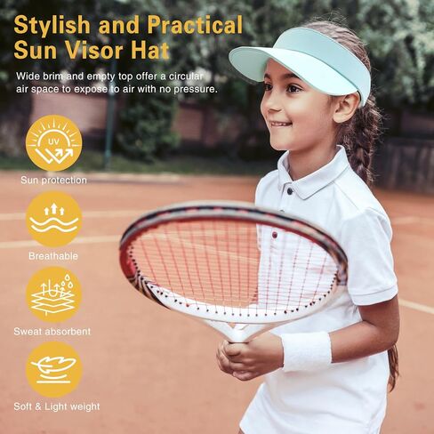 Jastore Kids Sun Visor Hat Lightweight Cotton Girls Baseball Hat Boys Adjustable Sports Tennis Hat Golf Visor Cap Beach Hat in Saudi Arabia