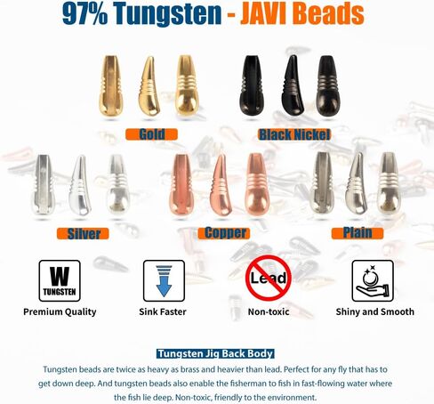 20 قطعة من خرز التنغستن جافي لربط الذبابة، 5 ألوان/4 مقاسات من خرز التنغستن الحورية الثقيل للخلف in Kuwait