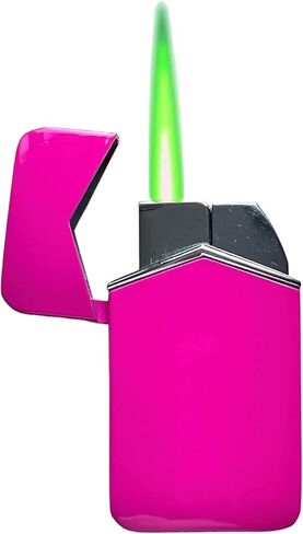 ولاعة NIVEK Torch Green Flame ولاعة عصرية مقاومة للرياح من الكروم مع زر قابل لإعادة الملء وقابل للتعديل بحجم جيب صغير متعدد الألوان (أرجواني لامع) in Saudi Arabia