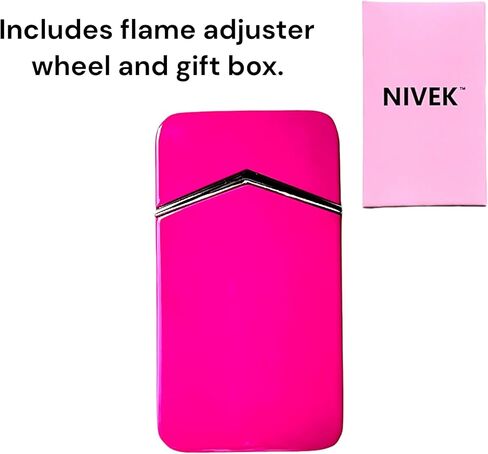 ولاعة NIVEK Torch Green Flame ولاعة عصرية مقاومة للرياح من الكروم مع زر قابل لإعادة الملء وقابل للتعديل بحجم جيب صغير متعدد الألوان (أرجواني لامع) in Saudi Arabia