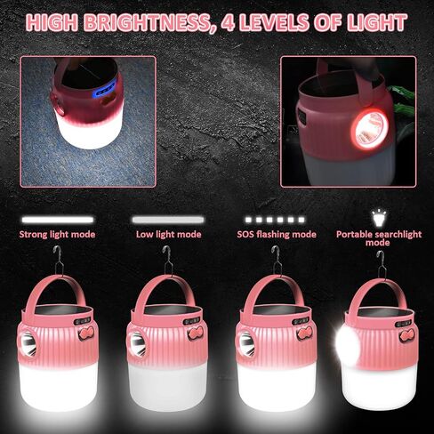 LETOUR LED Camping lantern Portable Light bulb Camping Spotlight with Solar Panel Type-C Rechargeable Multifunction Flashlight 4 Modes Lighting Tent Light 60W Canopy Light for Outdoor Camping, Hiking in Saudi Arabia