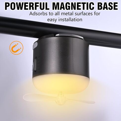 Portable Rechargeable Tent Light, Camping Lights with Magnet Base, 4 Light Modes, IPX4 Waterproof, LED Camping Lantern with Fan & Spray for Power Outages Hurricane Emergency Outdoor, Black in Saudi Arabia