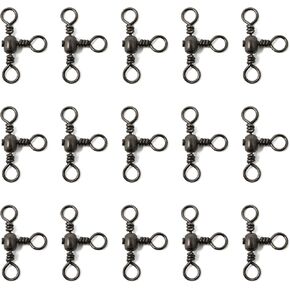 Honbay 30PCS 3# Cross Line Barrel Stainless Steel Swivels 3 Way Swivel Fishing Crossline Swivels Three Way Fishing Swivels Fishing Tackle Fishing Rig Saltwater Freshwater T-Turn Fishing Line Connector
