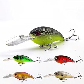 Crankbait, Bass Lures with Crank Baits, Saltwater & Freshwater Crankbaits, Fishing Bait for Crappie & Bass Fishing, Top Water Bass Fishing Lures
