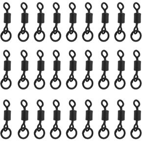 SING F LTD 50PCS 4# Fishing Hook Swivels Flexi Ring Swivels Carp Fishing Tackle Steel Rolling Barrel Swivels Carp Fishing Accessroeis 20mm Length