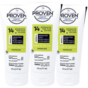 Proven Insect Repellent Lotion – Protects Against Mosquitoes, Ticks and Flies - 6 oz, Odorless 3-Pack3