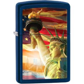 Zippo Lighter: Statue of Liberty and Flag - Navy Matte 80677