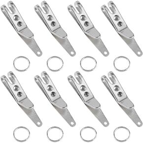 DICOSMETIC 8 Sets Pocket Clip Key Holder Stainless Steel Suspension Clip Keychain Platinum Belt Clip Key Chain with Iron Key Ring for Secure Your Key Chain