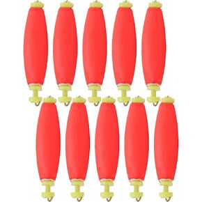 plplaaoo Peg Floats, 10pcs EVA Fishing Foam Cigar Floats, Red Fishing Bobber with Pipe Plug, Multi‑Purpose Fish Feed Baits Used for Outdoor Winter Ice Fishing Rod, Oval and Solid, 2.6x0.6in