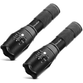 TC1200 Tactical Flashlight Super Bright 1200 Lumens 5 Light Modes Zoomable LED Flashlights Torch,2-Pack