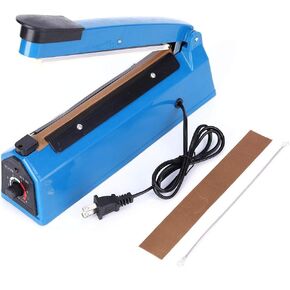 YWBL-WH PFS-200 Manual Heat Bag Sealer Machine 8" Impulse Heat Sealing 210W Plastic Packaging Sealer Adjustable Timer US Plug AC110V, Packaging Equipment