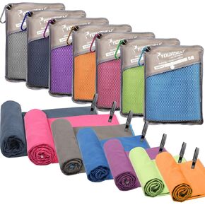 SYOURSELF 2 Pack Microfiber Camping Towel, Quick Dry Towel, Soft Absorbent Compact Travel Gym Workout Sweat Towel for Beach Yoga Swim Travel Camping Hiking Backpack Essentials (L:60"x30"+12"x24")