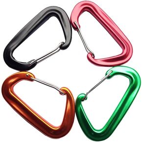 4PCS Aluminum Carabiner，12kN (2697 lbs) Heavy Duty Wiregate Carabiner Clip- for Camping Hiking or Hammocks, Backpacking,Dog Leash, Outdoor and Gym, Four colours