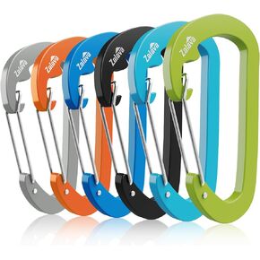 6 Pack Carabiner Clip D-Shape Spring for Keychain, 3 inch Heavy Duty Keychain Clip for Climbing Fishing Hiking Outdoor Keychain Clip Hook Multi-Color