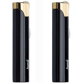 Windproof Jet Torch Butane Flame Butane Viewable Cigar Cigarette Lighter Replace Flint with Flame Lock Black (2 Packs)