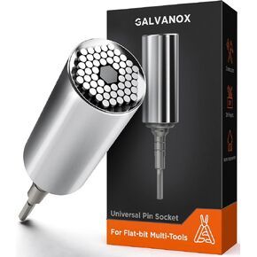 Galvanox Universal Socket Adapter Compatible with Leatherman Flat Bit System - Skeletool, Surge, MUT, Wave Plus and Signal Multitool Kit Set (Multi-Tool Accessories)