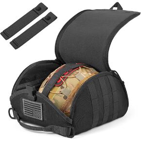 Tactical Helmet Bag Pack, Military Molle Pouch Multi-Purpose Carrying Storage Bag with USA Flag Patch & 2 PCS Molle Straps