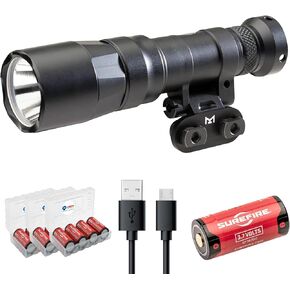 Sure Fire Turbo Mini Scout Light Pro LED Weapon Light, 650 Lumen, Black, M340DFT-BK-PRO, Re-Chargeable Battery Combo with 12 Extra CR123A Batteries and 3 Lightjunction Battery Cases