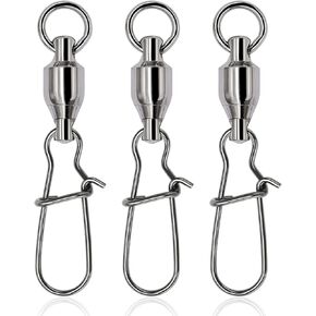 30pcs 3-Way Fishing Swivels T-Shape Fishing Line Connectors Luminous Fishing Swivels with Glow Beads Brass Barrel Triple Fishing Tackle for Saltwater&Freshwater