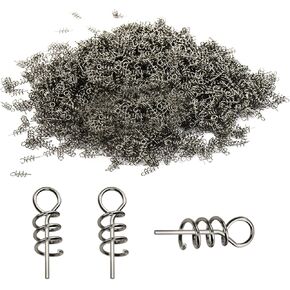 200pcs Lure Screw Spring Twist Lock Fishing Hook Centering Pin, Secure Soft Lure Bait Worm Crank, Swim Bait Keeper Springs for Fishing Hooks