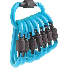 10 Pack Aluminum D Ring Key Rings Hiking Clips Locking Carabiner for Hiking Camping Fishing and Outdoor Use