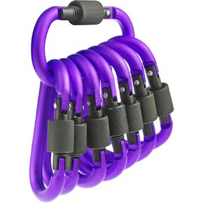 10 Pack Aluminum D Ring Key Rings Hiking Clips Locking Carabiner for Hiking Camping Fishing and Outdoor Use
