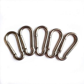 Set of 5-2 Inch 304 Stainless Steel Silver Spring Hook Buckle,Clip Carabiner,Key Chain, Snap, Link, Keyring,Dog Chain Belt Buckle