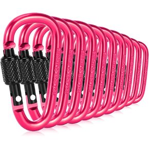 10 Pack Carabiner Clip, 2.28 inch Aluminum D-Ring Shape Locking Carabiners, Snap Hook Sport Accessories for Outdoor Camping Hiking