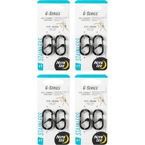 Nite Ize G-Series Dual Chamber Carabiner - Size 1 - Black - 8 Count (4 Pack)