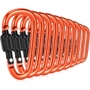 10 Pack Carabiner Clip, 2.28 inch Aluminum D-Ring Shape Locking Carabiners, Snap Hook Sport Accessories for Outdoor Camping Hiking