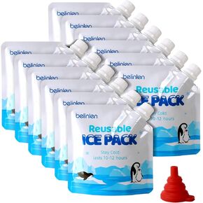 12 Pack 7 x 7 Inch Reusable Long Lasting Ice Packs for Cooler Ice Packs for Lunch Box, Lunch Bags for Beach, Fishing, Camping(7.87mil)