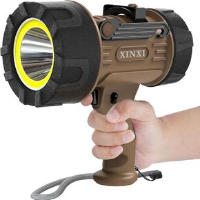 XINXI 1000,000 Lumens Rechargeable Spotlight with COB Floodlight, 6 Light Modes and USB Charger for Hiking, Boating, Hunting, IP67 Waterproof Handheld Flashlight with red Filter(BLUE) in Kuwait