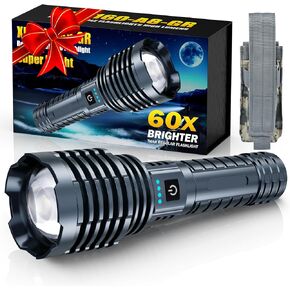 Super Bright Rechargeable Flashlights 2400000 High Lumen, Powerful LED Flashlight, IPX7 Waterproof Floodlight & Spotlight Flashlight 2-in-1 W/5 Modes for Camping, Emergency, Search & Rescue