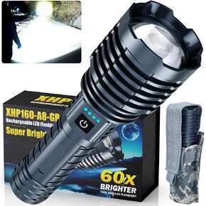 Super Bright Rechargeable LED Flashlights, True 2500000 High Lumens, Powerful Tactical Flashlight Up to 25H Long Battery Life |Zoomable|5Light Modes|IP67 Water Resistant for Camping (Brown)