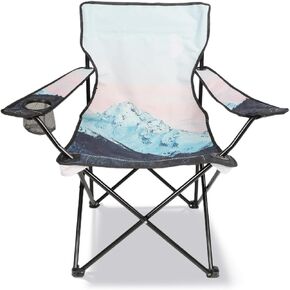 Folding Camping Chair,Portable Lawn Chair w/Cup Holder,Carry Bag,Heavy Duty Outdoor Camp Chair for Adults,Perfect for Garden,Hiking,Picnics and Beach Trips,White Snowy Mountain
