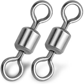 9KM DWLIFE Fishing Swivels Stainless Steel Rolling Swivels Fishing Line Connector Corrosion Resistance Solid Rings Fishing Tackle for Freshwater Saltwater - 12#~1# 25pcs